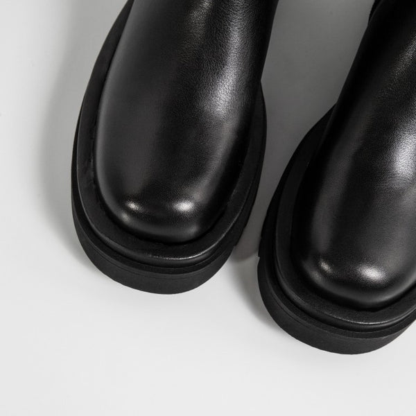Botas Stretch Tacón Cuña Estilo Coreano - Caña Alta Ajustada