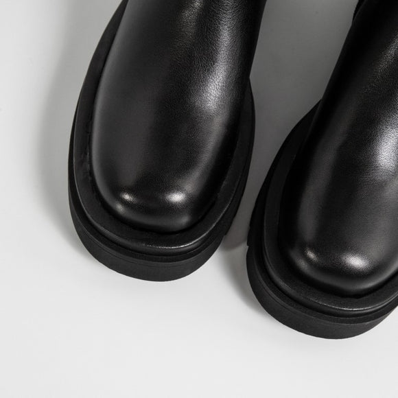 Botas Stretch Tacón Cuña Estilo Coreano - Caña Alta Ajustada