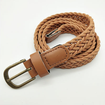 Cinturón Tejido Retro con Hebilla de Aleación de Bronce - Estilo Vintage para Mujer - Image 5