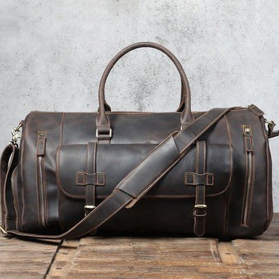 Bolsa de Viaje en Cuero Genuino de Primera Capa - Capacidad Extra Grande para Hombre - Image 11