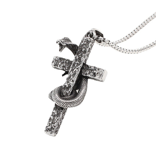 Collar Vintage Cobra Tridimensional con Crucifijo para Hombre - Image 12