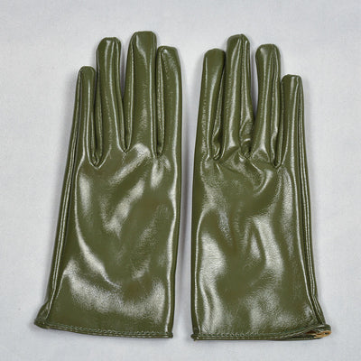 Guantes Cortos de Charol Verde Militar 21cm - Estilo Uniforme Profesional - Image 22