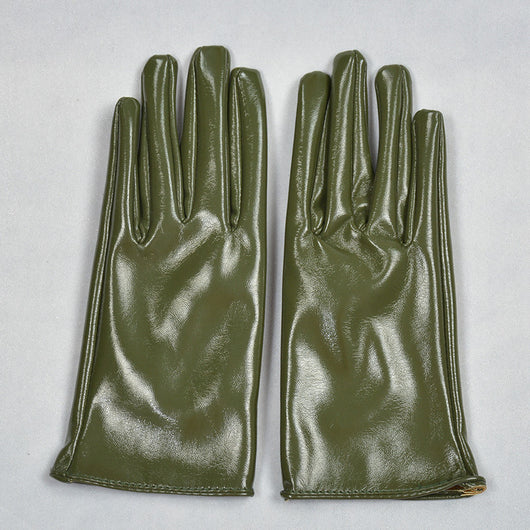 Guantes Cortos de Charol Verde Militar 21cm - Estilo Uniforme Profesional - Image 22