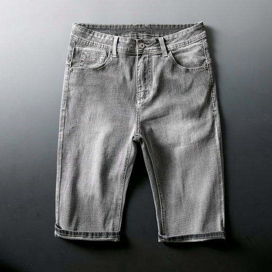 Pantalones Cortos de Mezclilla Azul Claro Elásticos para Hombre - Comodidad Veraniega - Image 2