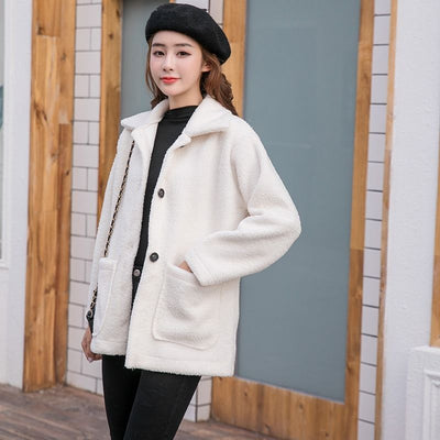 Abrigo de Pelaje Coreano Casual con Terciopelo Grueso y Aislamiento Térmico - Image 5