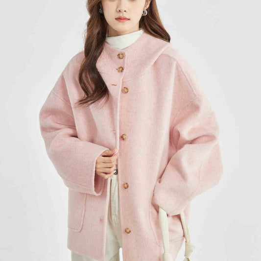 Abrigo Reversible de Cachemira con Capucha para Invierno