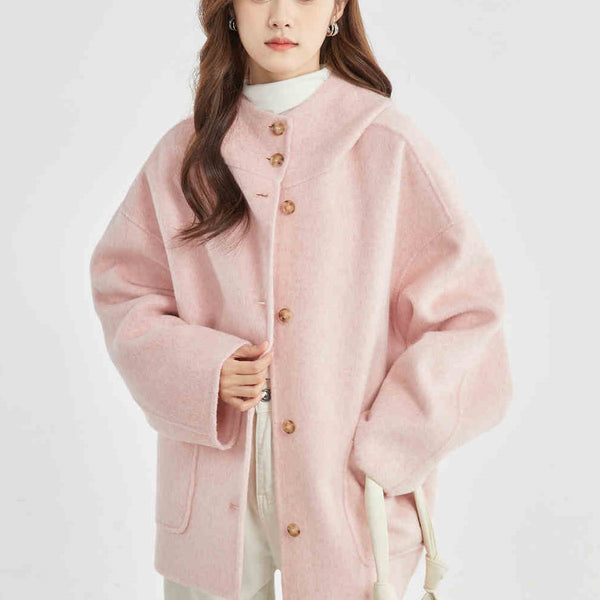 Abrigo Reversible de Cachemira con Capucha para Invierno