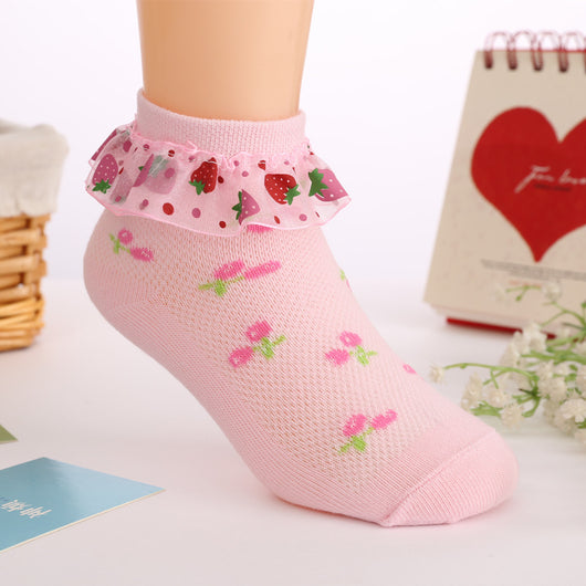 Calcetines Deportivos Mesh Fresa para Niñas - Tubo Medio - Image 4