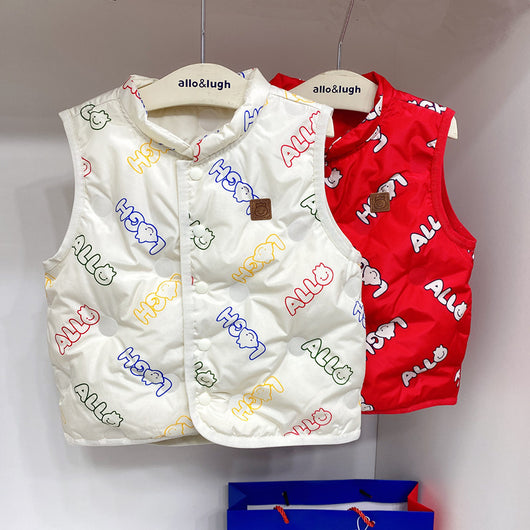 Chaleco Acolchado Infantil con Letras Estampadas