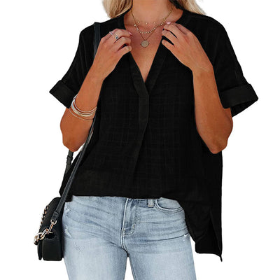 Blusa Suelta de Cuello en V con Mangas Cortas para Verano - Image 12