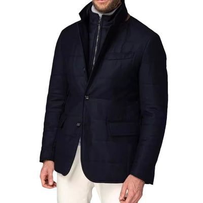 Blazer Retro Británico para Hombre con Cuello Alzado y Botones - Image 5