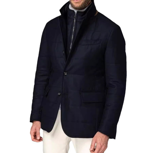Blazer Retro Británico para Hombre con Cuello Alzado y Botones - Image 5