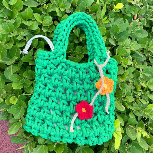 Bolso Tejido de Algodón con Hilo Grueso - Diseño Calado para Mujer - Image 12