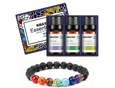 KBAYBO 3-bottle water-soluble essential oil set with Lavender, Tea Tree, and Lemongrass scents in amber bottles. - Image 8