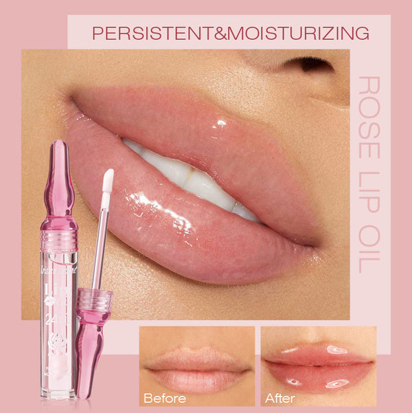 Brillo Labial Hidratante de Larga Duración con Pétalos de Rosa