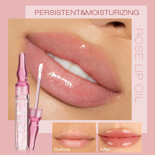 Brillo Labial Hidratante de Larga Duración con Pétalos de Rosa