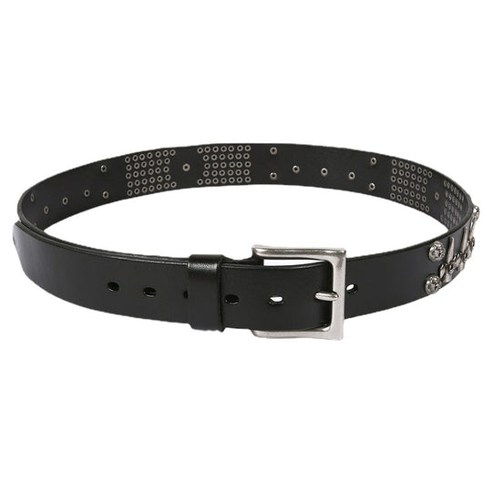 Cinturón de Cuero Genuino para Hombre con Calavera - Estilo Punk Versátil - Image 5