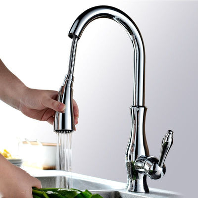 Grifo de Cocina Retráctil Estilo Europeo Antiguo con Cuenca de Cobre - Image 9