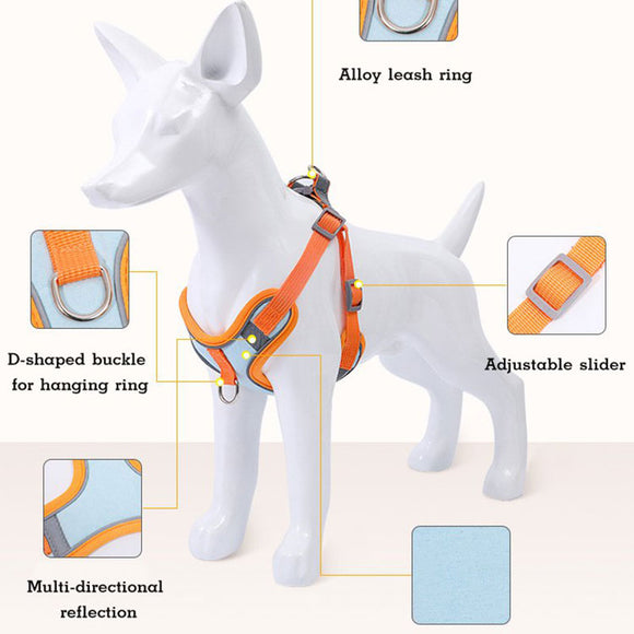 Chaleco Reflectante Anti-Escape para Perros Pequeños y Medianos con Correa Integrada