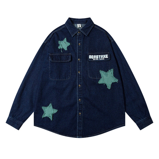 Camisa Denim con Bordado de Estrella de Cinco Puntas - Diseño Personalizado