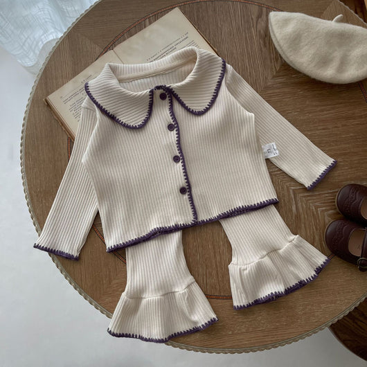 Conjunto de Dos Piezas Cardigan Tejido y Pantalón Acampanado para Bebé - Image 6