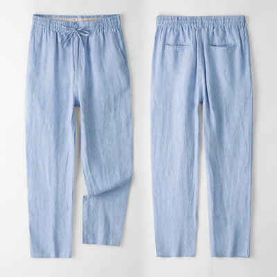 Pantalones de Lino Hombre Talla Grande Cintura Elástica Ajuste Suelto