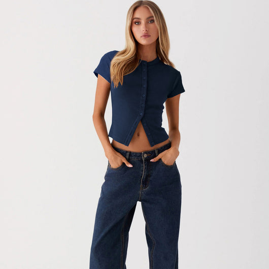 Cardigan Slim Fit de Manga Corta con Botones - Image 25