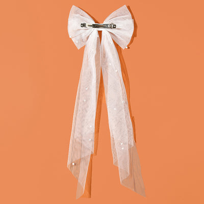 Pinza para Cabello con Mariposa, Perlas y Lazo de Malla para Mujer - Image 11