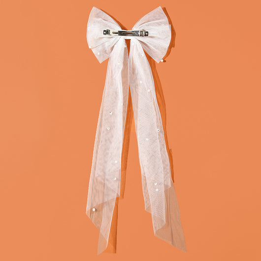 Pinza para Cabello con Mariposa, Perlas y Lazo de Malla para Mujer - Image 11
