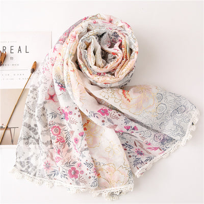 Pañuelo Floral de Encaje Algodón Suave para Mujer - Image 3