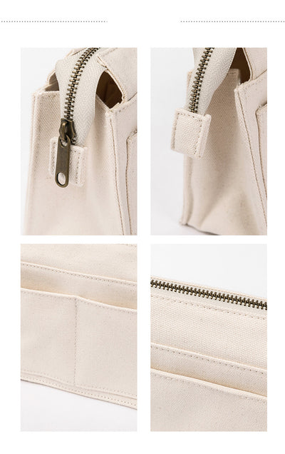 Neceser de Lona Blanca Estilo Coreano - Bolsa Cosmética de Algodón Versátil - Image 15