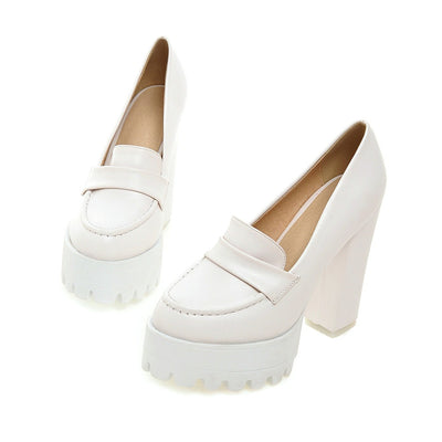 Zapatos de Tacón Alto 12cm Grueso Negro Rojo y Blanco Tallas Grandes - Image 3
