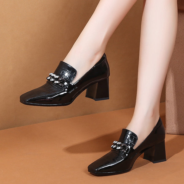 Zapatos de Tacón Cuadrado Punta Abierta - Comodidad y Estilo para Todos los Días