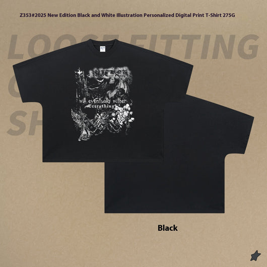 Playera Personalizada con Ilustración Masculina en Blanco y Negro - Image 8