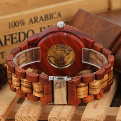 Reloj Automático de Madera de Bambú con Engranajes Mecánicos - Image 12