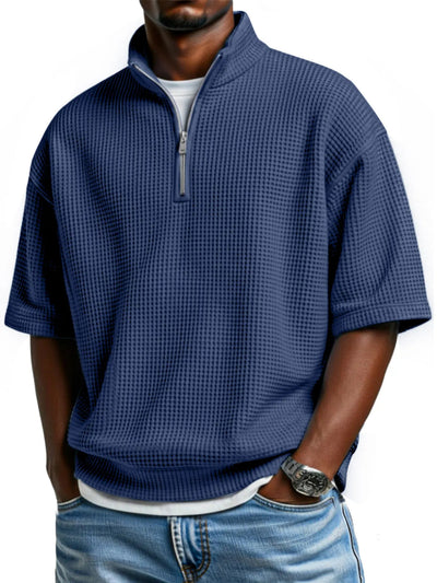 Polo Camiseta Manga Corta Waffle-Knit con Cierre de Medio Zipper para Hombre - Image 11