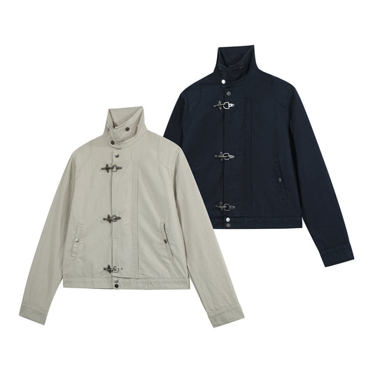 Chaqueta Casual Retro Otoño-Invierno Colores Sólidos