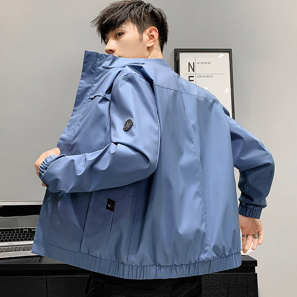 Chaqueta Denim Cortavientos Ligera con Capucha para Hombre - Primavera y Otoño