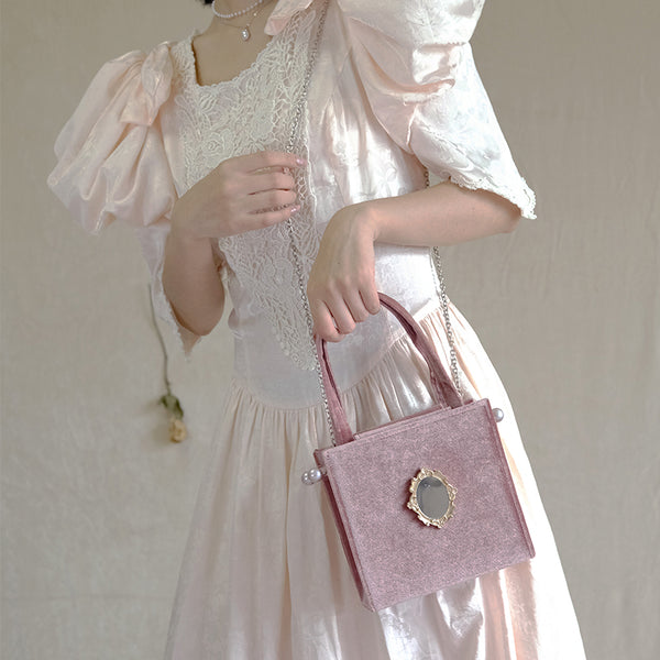 Bolso Messenger Cuadrado Retro Literario con Cadena para Mujer