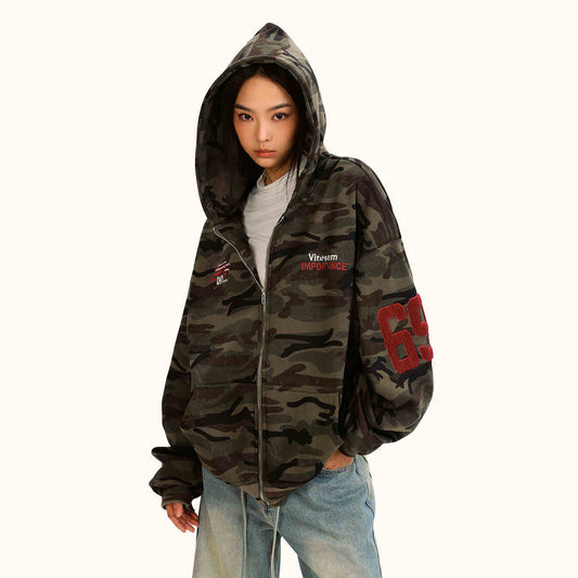 Sudadera Tipo Cardigan Camuflaje Forrada en Polar Grueso