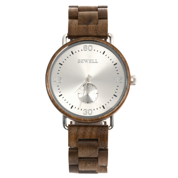 Reloj de Madera para Hombre con Fondo de Acero y Forro Interior