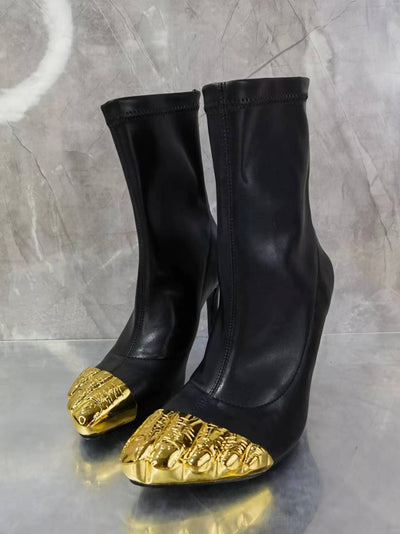 Pantufla Tacón Alto con Punta Dorada Elegante - Image 16