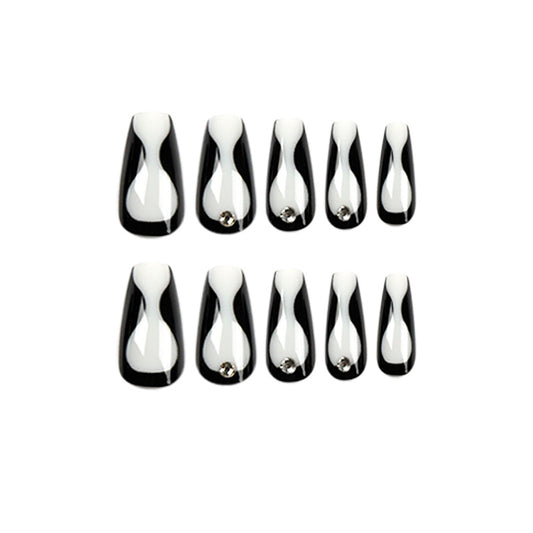 Parches de Uñas con Rhinestones Línea Negra - Manicura Adhesiva Premium - Image 2