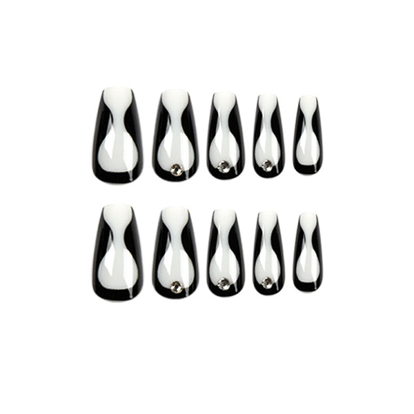 Parches de Uñas con Rhinestones Línea Negra - Manicura Adhesiva Premium