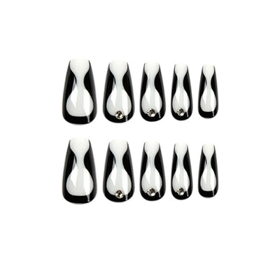 Parches de Uñas con Rhinestones Línea Negra - Manicura Adhesiva Premium - Image 2
