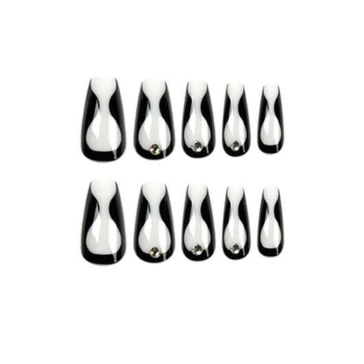 Parches de Uñas con Rhinestones Línea Negra - Manicura Adhesiva Premium - Image 2