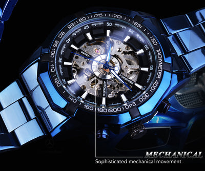 Reloj Automático Mecánico Azul con Diseño Hueco - Image 5