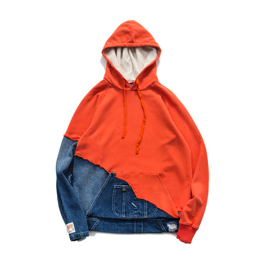 Sudadera con Capucha Denim Lavado Medio y Costuras Decorativas para Hombre - Image 3