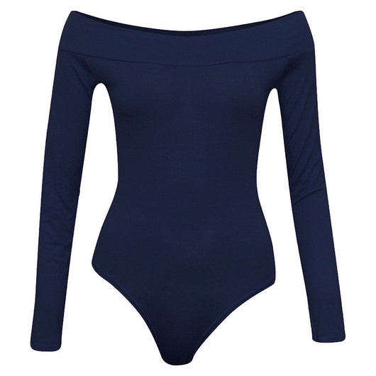 Blusa Bodysuit Hombros Descubiertos Stretch Suelta para Mujer Otoño - Image 3