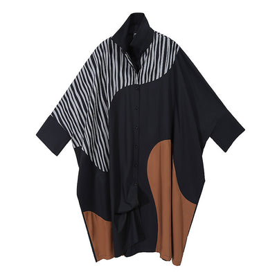 Vestido Camisero Oversized con Estampado de Rayas Irregulares - Image 4